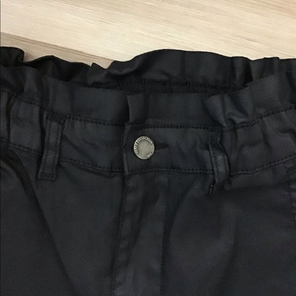 Zara Black Coated Baggy Paperbag Waist Pants 2 - Picture 4 of 11